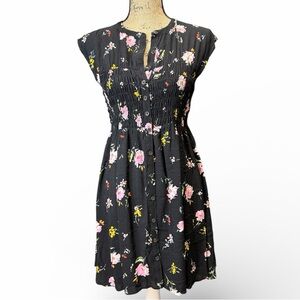 Free People Black Floral Mini Dress. EC Size XSMALL